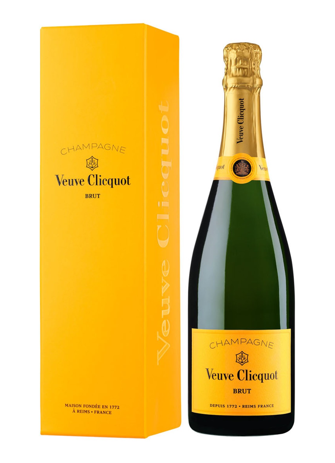 Veuve Clicquot Brut champagne in geschenkverpakking 750 ml  - voorkant 2 oranje