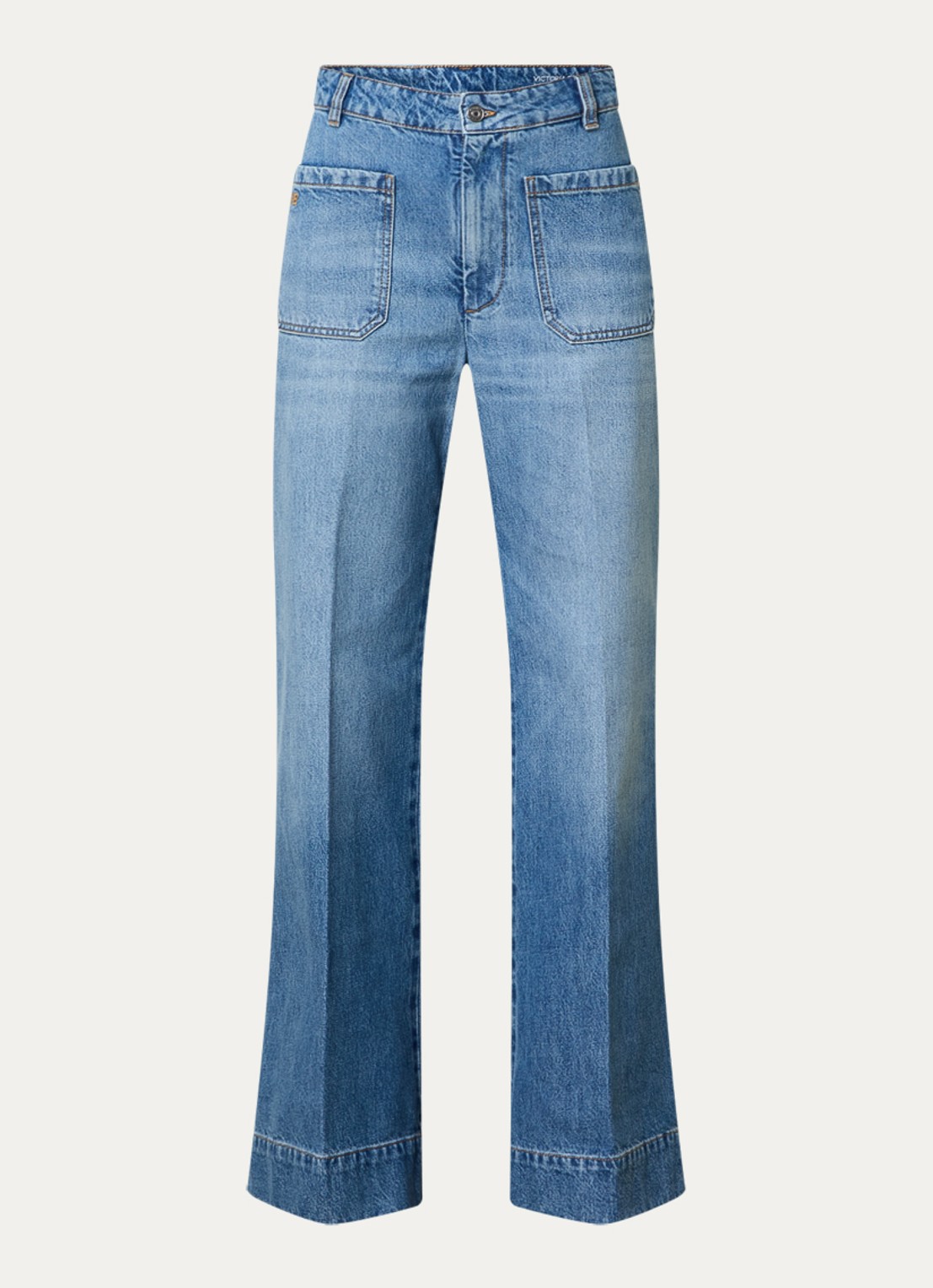 Victoria Beckham Alina 32 Inch high waist flared leg jeans met persplooi - voorkant 2 jeans