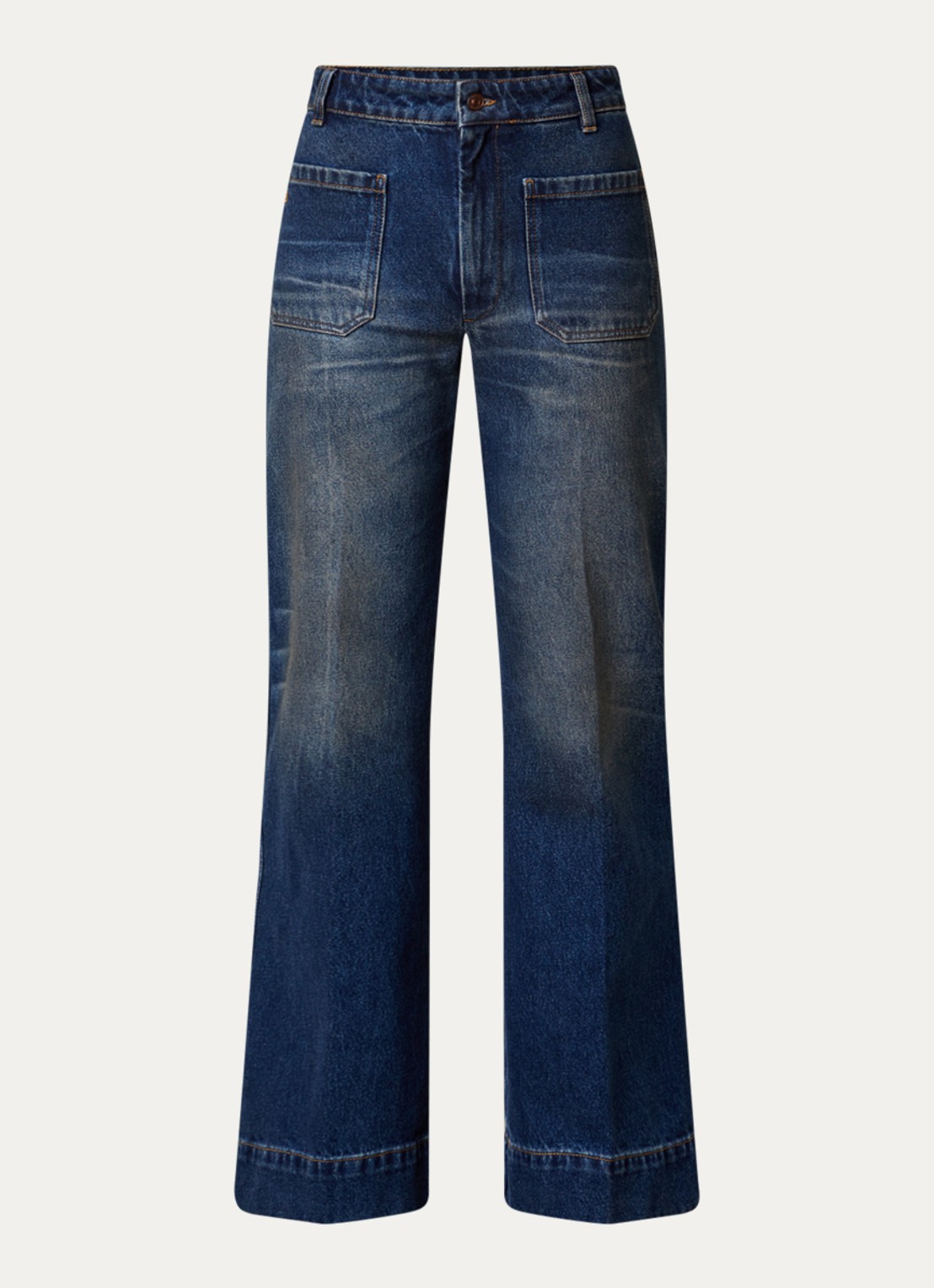 Victoria Beckham Alina high waist flared fit jeans met medium wassing - voorkant 4 indigo