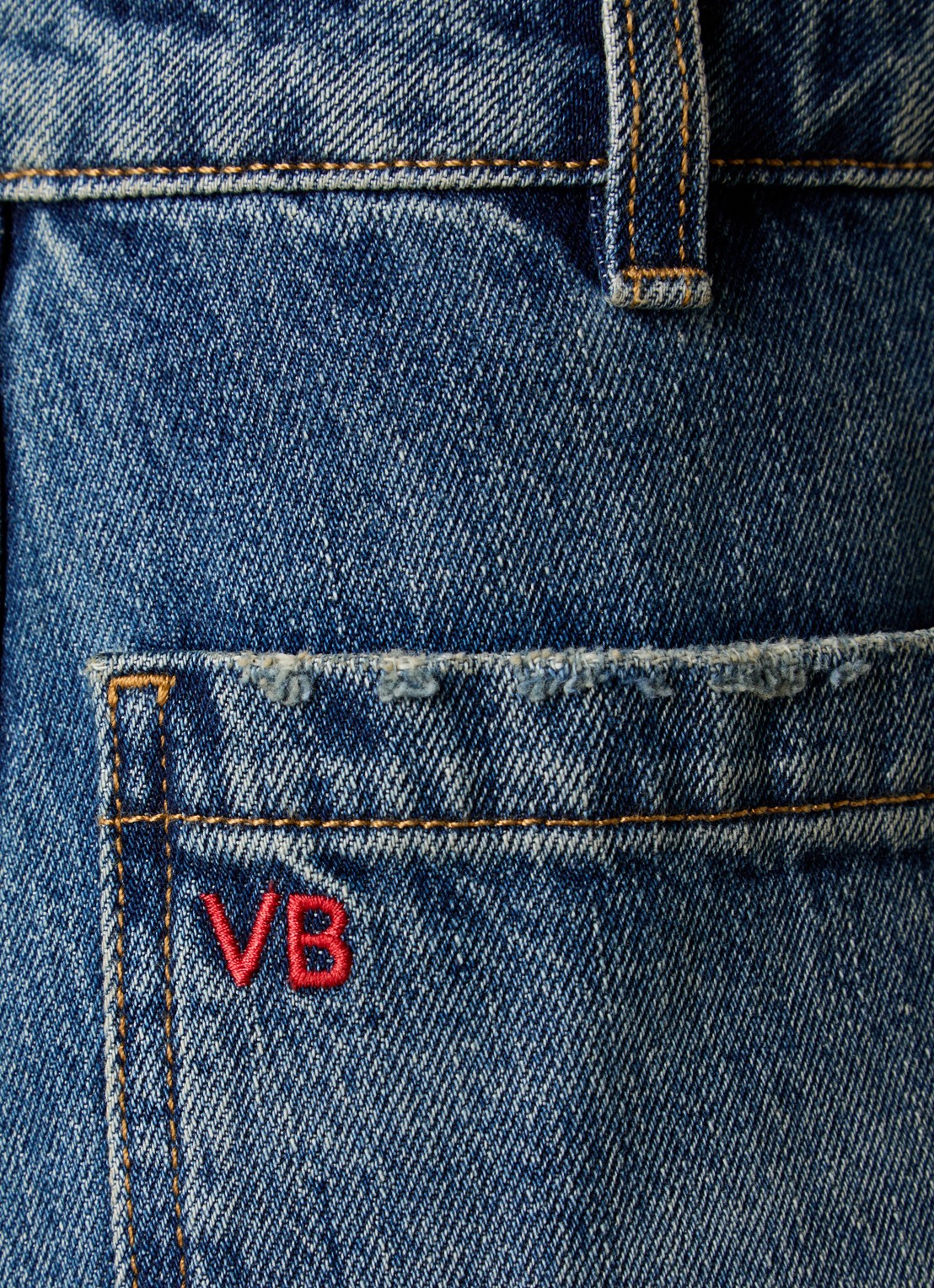 Victoria Beckham Alina high waist flared jeans met medium wassing - detail 5 blauw