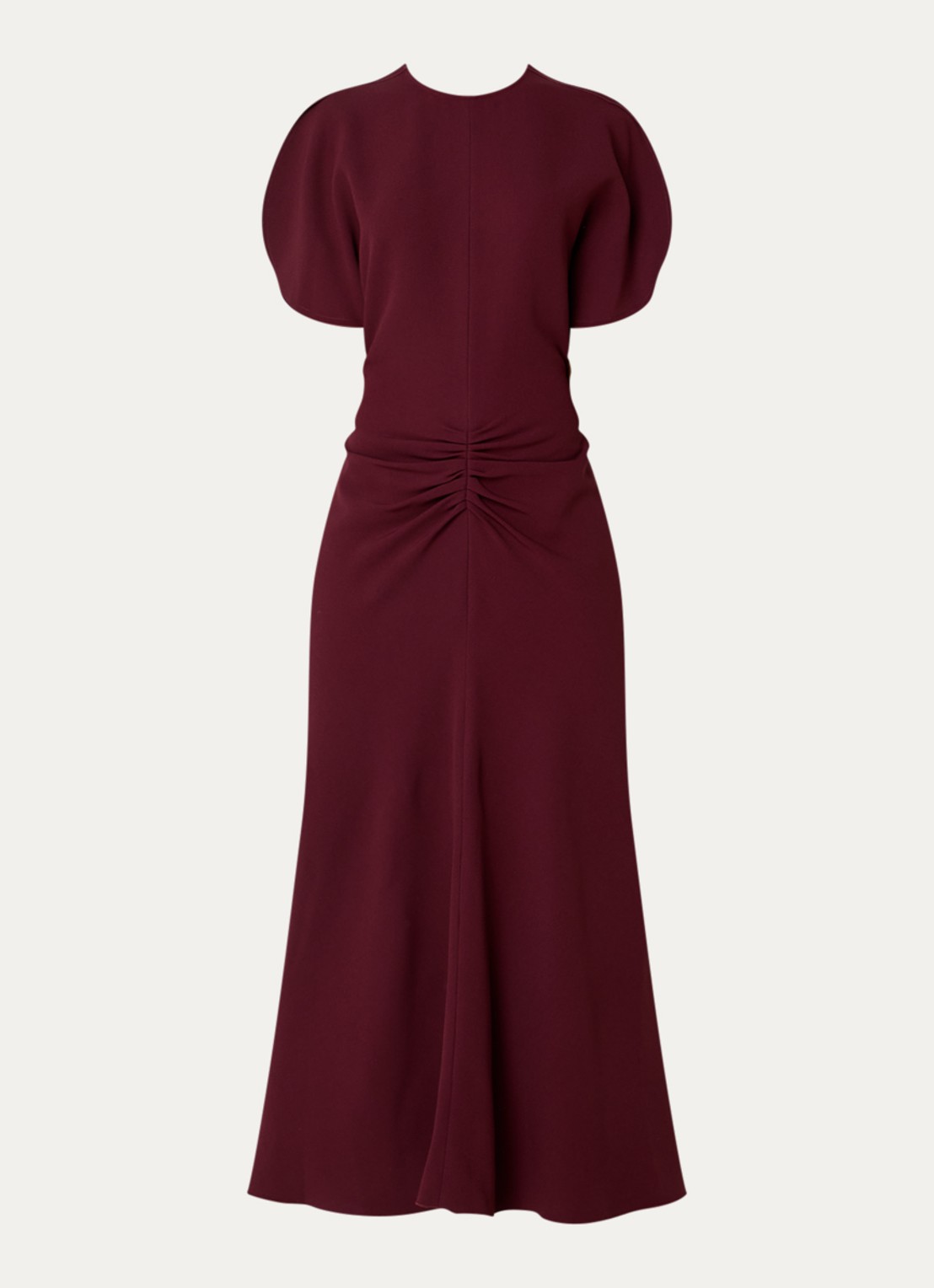 Victoria Beckham Bela midi jurk met gedrapeerd detail - voorkant 4 bordeauxrood