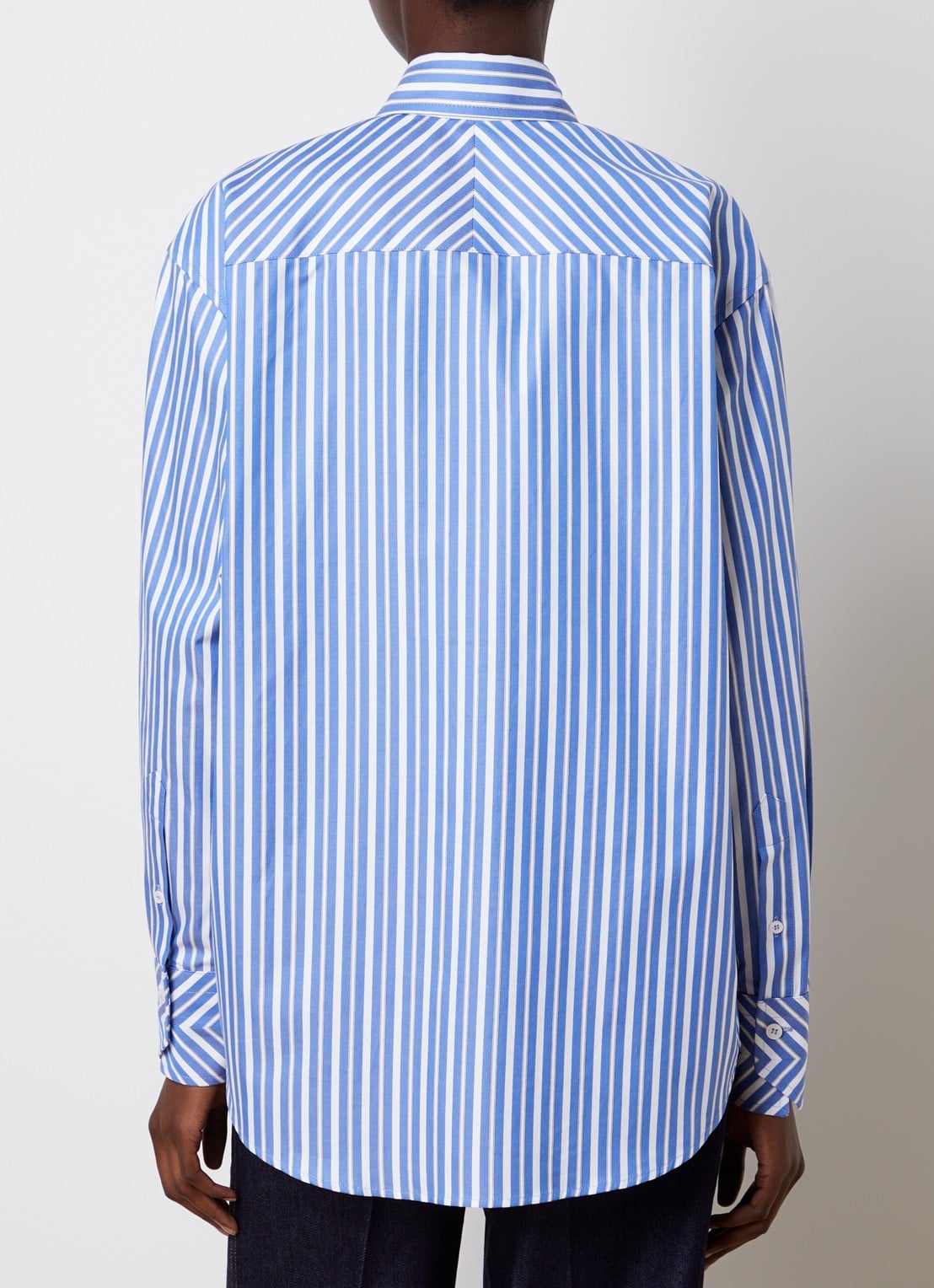 Victoria Beckham Blouse met streepprint en borstzak - achterkant 3 blauw