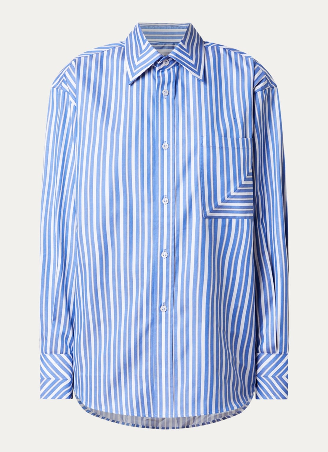 Victoria Beckham Blouse met streepprint en borstzak - voorkant blauw
