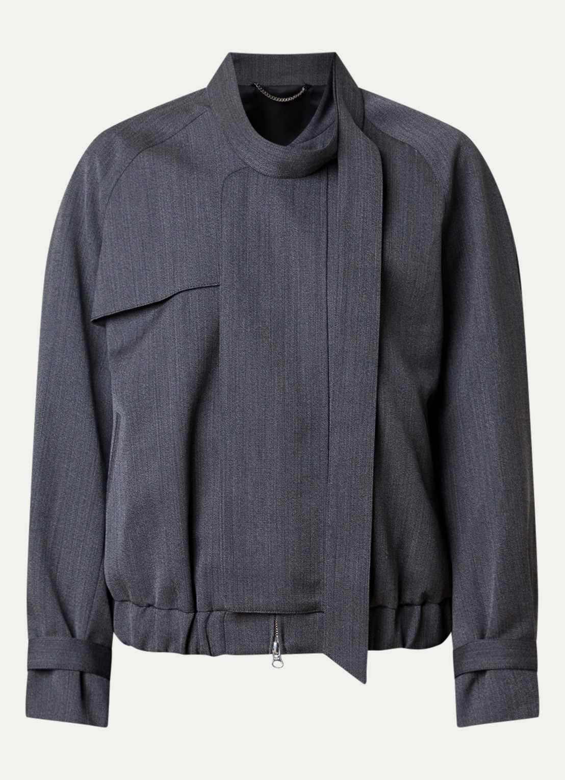 Victoria Beckham Bomberjack met sjaalkraag - voorkant 5 antraciet