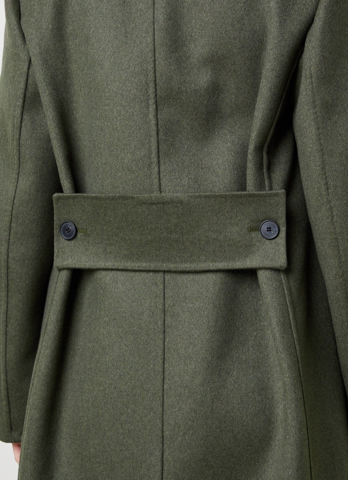 Victoria Beckham Catriona double-breasted mantel in kasjmier wolblend - detail 3 mosgroen