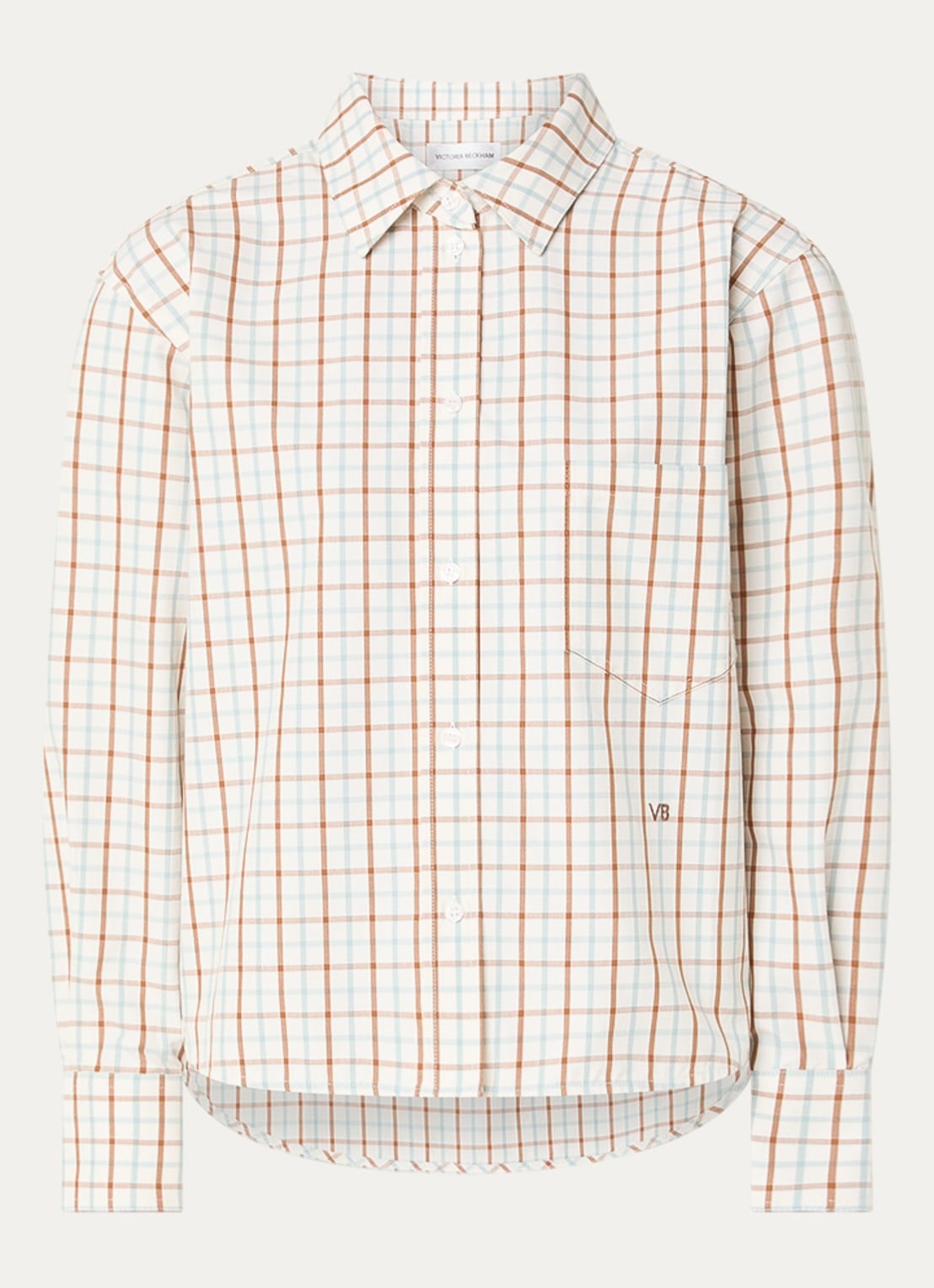 Victoria Beckham Ellys blouse met ruitdessin en borstzak - voorkant 4 gebroken wit
