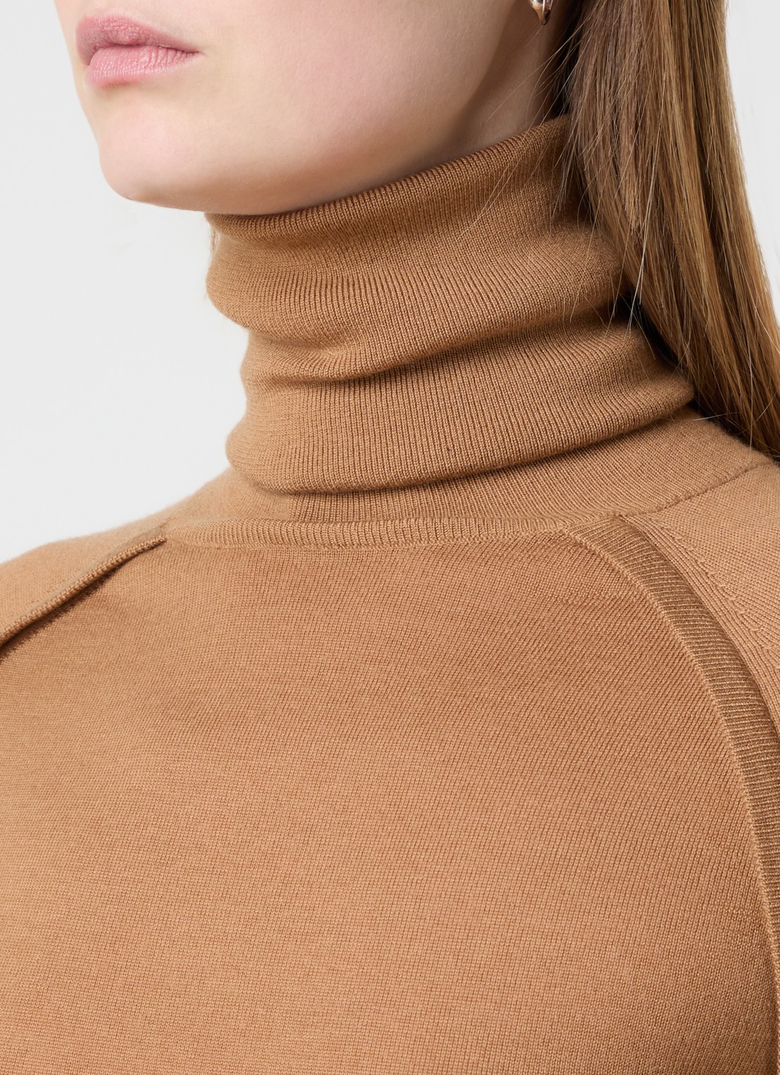 Victoria Beckham Fijngebreide trui van wol met col - detail 5 camel
