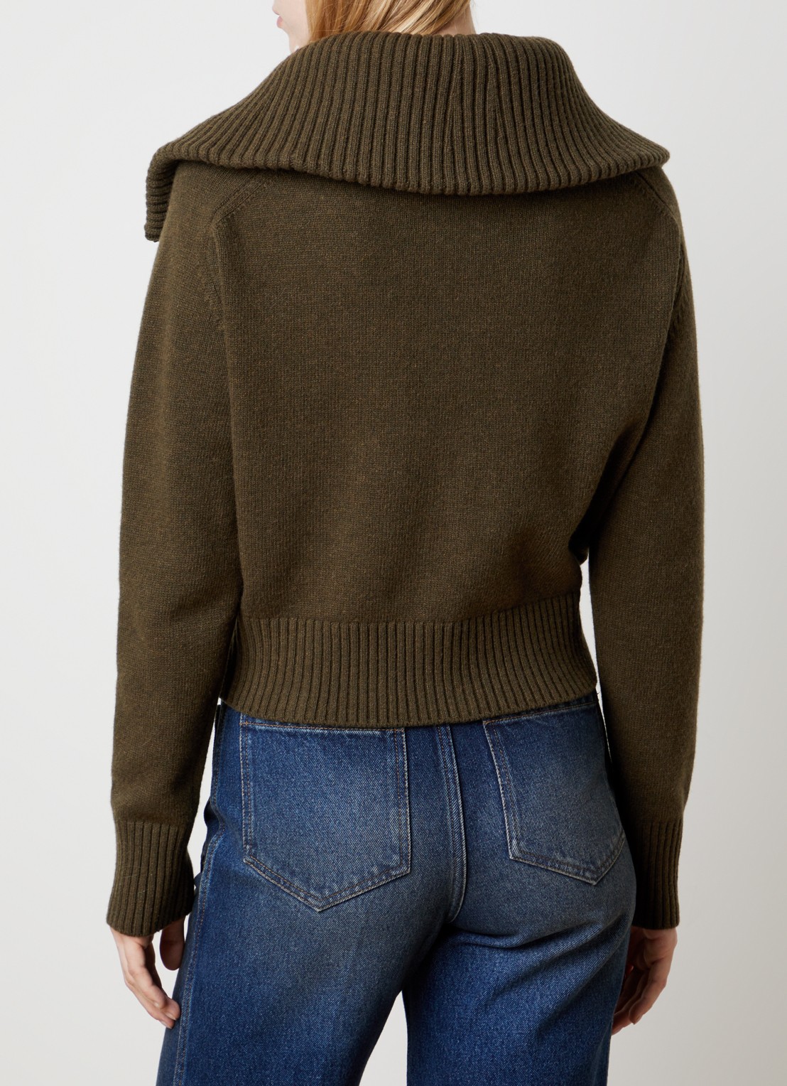 Victoria Beckham Fijngebreide vest in lamswolblend - achterkant 5 donkergroen