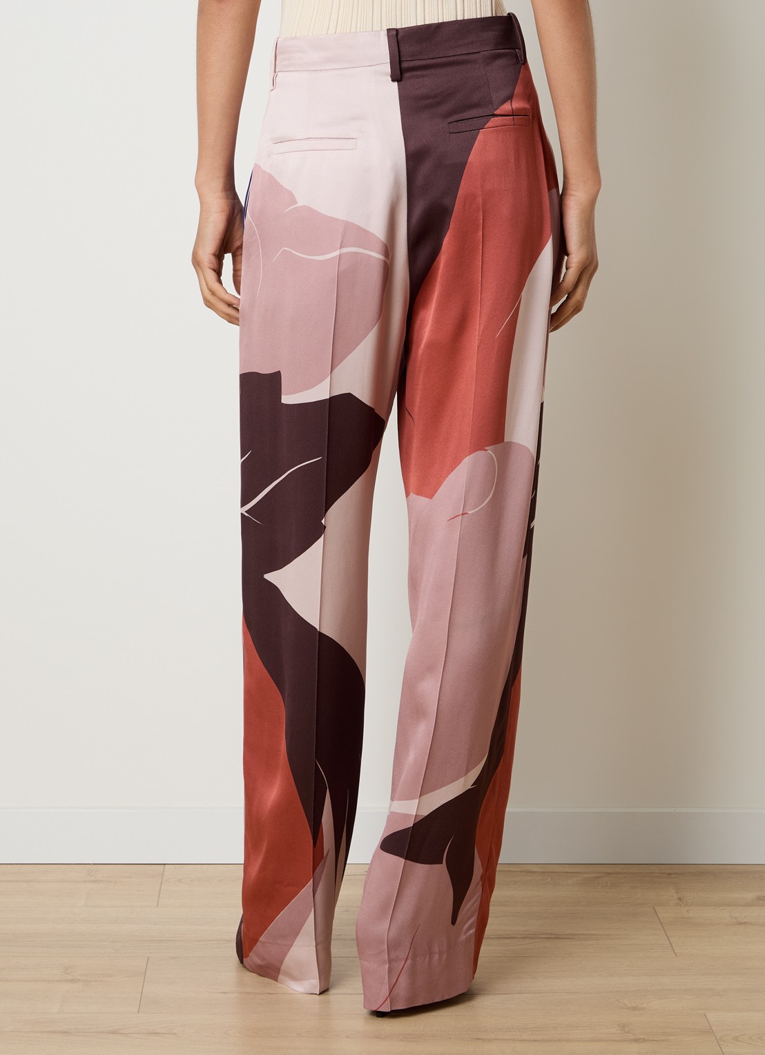 Victoria Beckham High waist wide fit broek met print - achterkant 5 oudroze