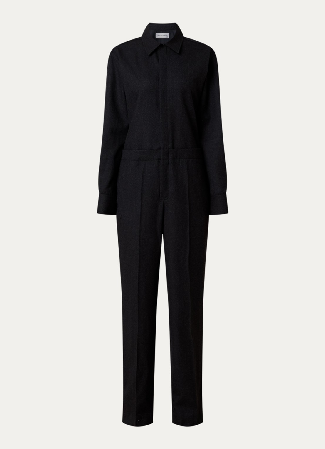 Victoria Beckham Loose fit jumpsuit van scheerwol - voorkant 4 donkergrijs