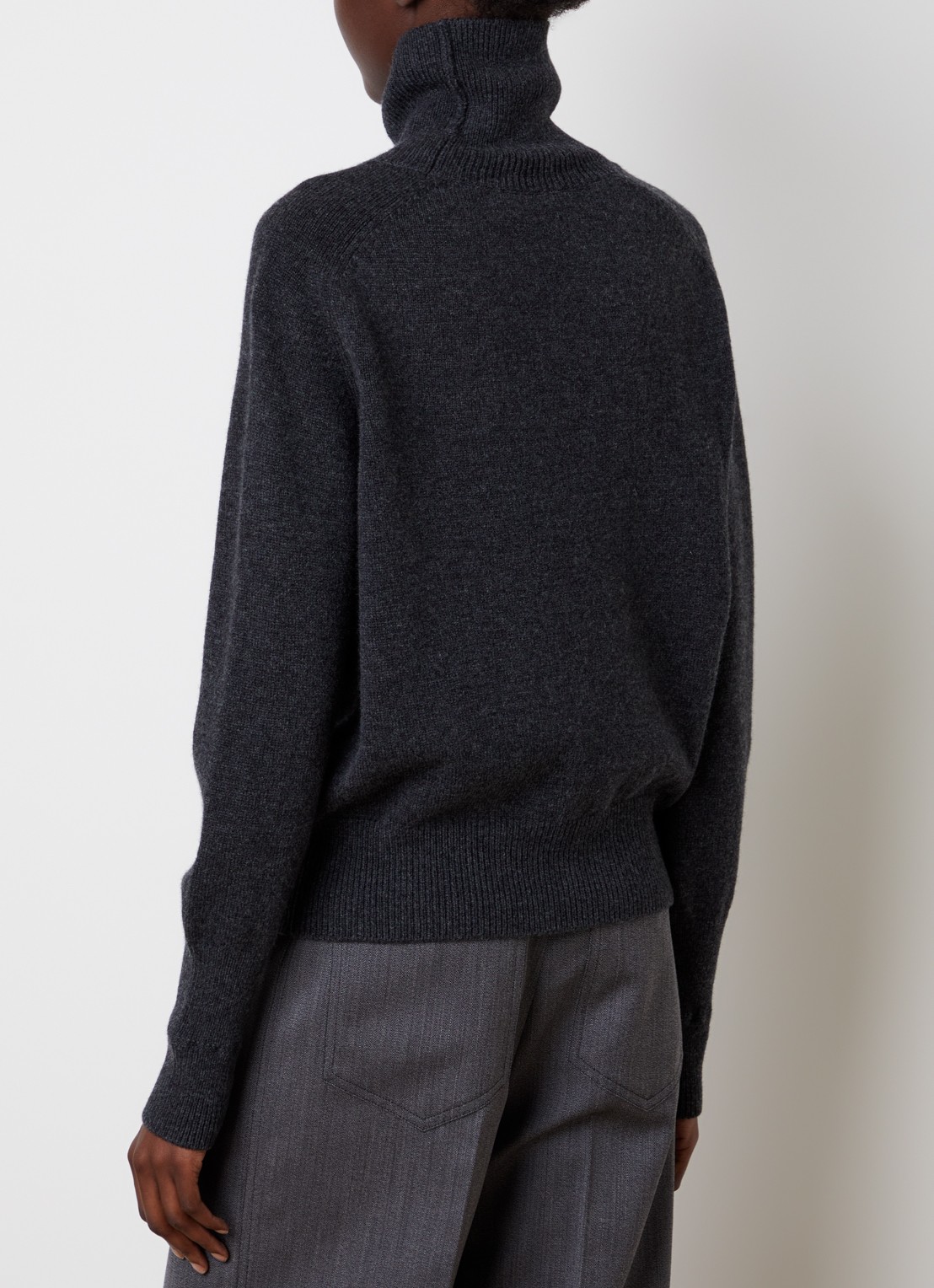 Victoria Beckham Marie fijngebreide trui van merino wol met col - achterkant 5 donkergrijs