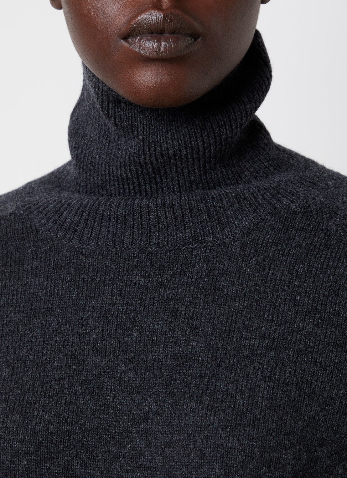 Victoria Beckham Marie fijngebreide trui van merino wol met col - detail 4 donkergrijs