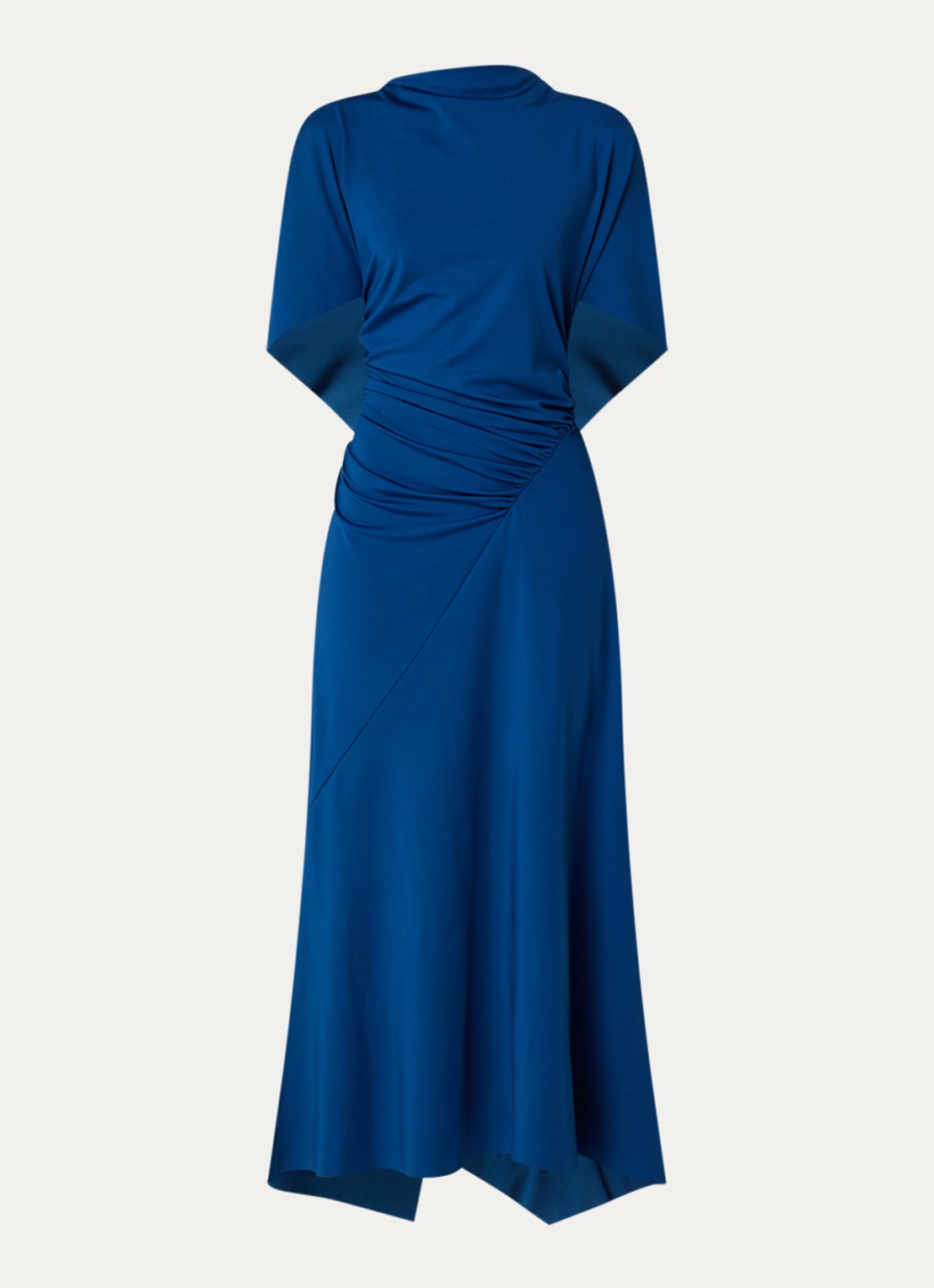 Victoria Beckham Midi jurk met asymmetrische zoom en ruches - voorkant blauw