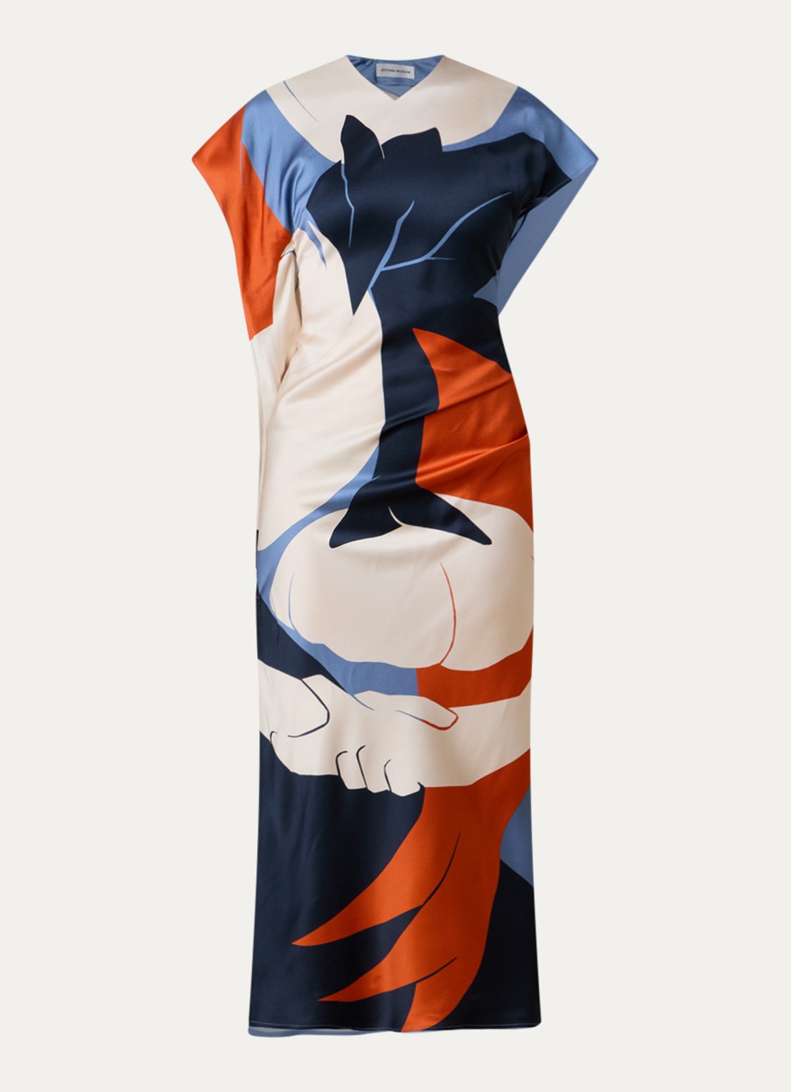 Victoria Beckham Midi jurk met grafische print - voorkant 3 staalblauw