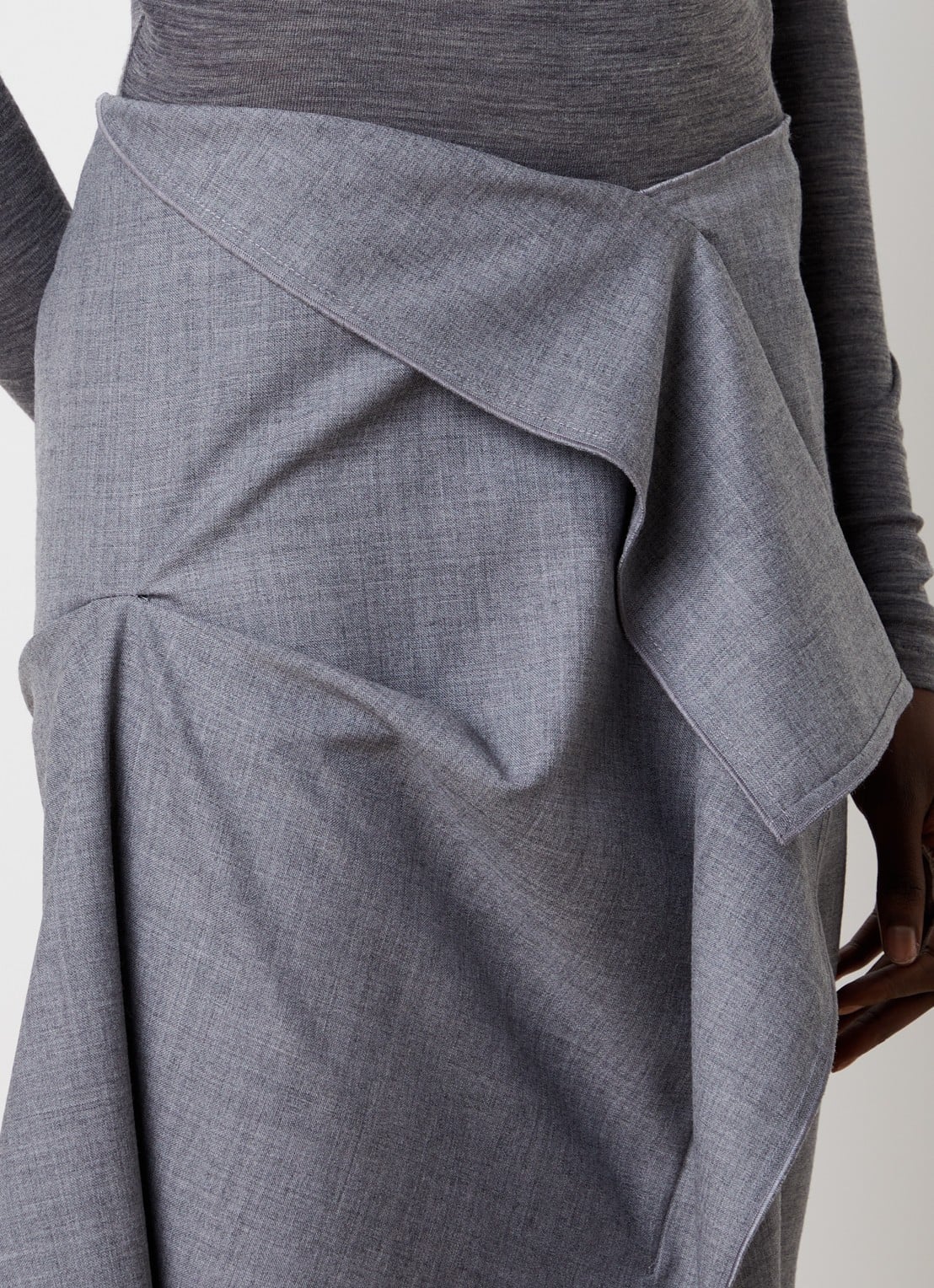 Victoria Beckham Midi rok van wol met asymmetrisch detail - detail 3 grijsmele