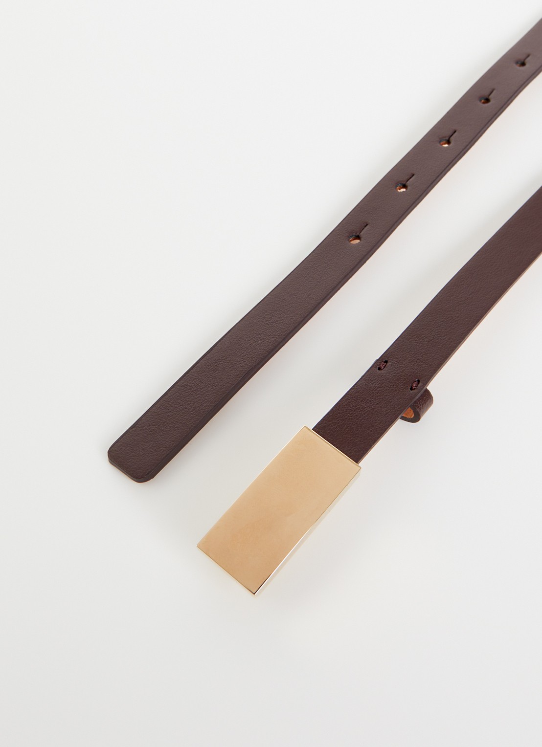 Victoria Beckham Portofino Mirror riem van kalfsleer - detail kastanjebruin