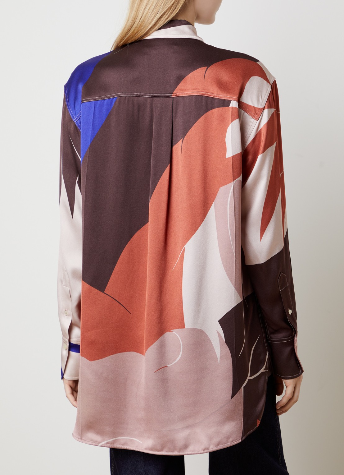 Victoria Beckham Remi blouse van satijn met print - achterkant 5 oudroze