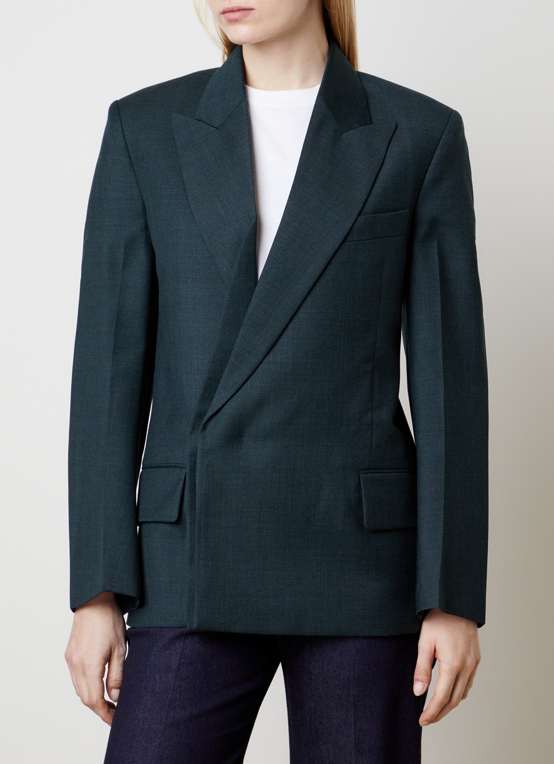 Victoria Beckham Sculptural Layered blazer van scheerwol - detail 3 donkergroen