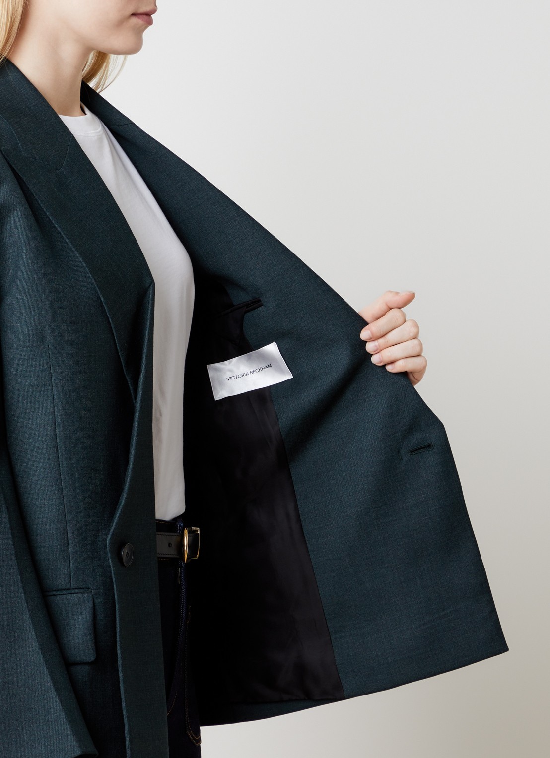 Victoria Beckham Sculptural Layered blazer van scheerwol - detail 5 donkergroen