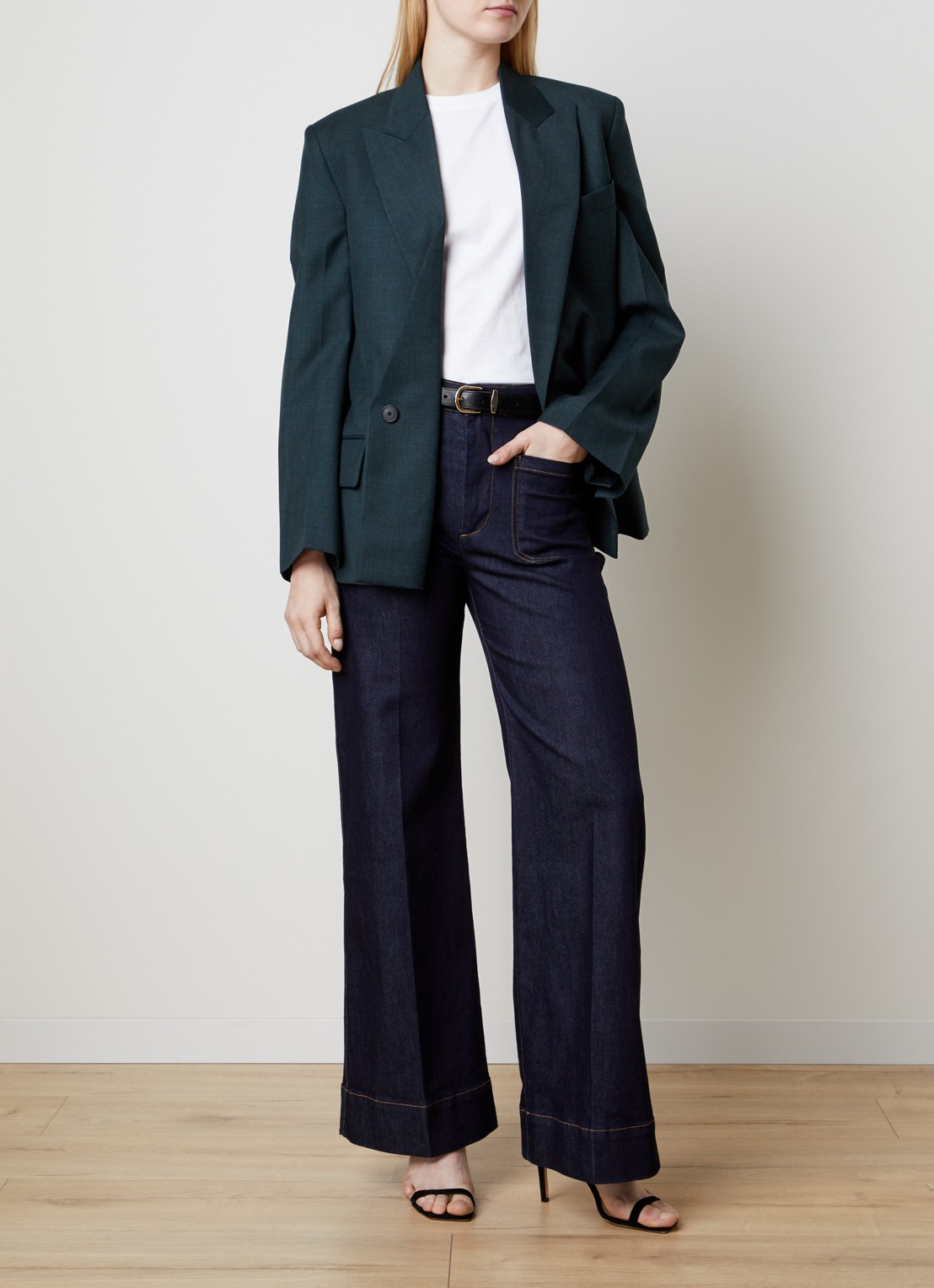 Victoria Beckham Sculptural Layered blazer van scheerwol - voorkant 2 donkergroen