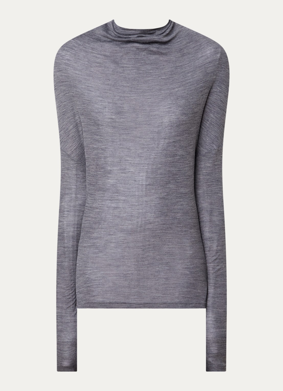 Victoria Beckham Semi-transparante top in wolblend met gedrapeerd detail - voorkant 4 grijsmele