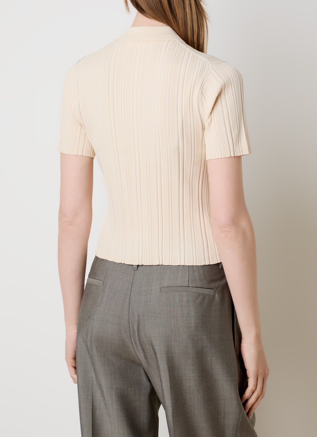 Victoria Beckham Vest met ribstructuur - achterkant 3 creme