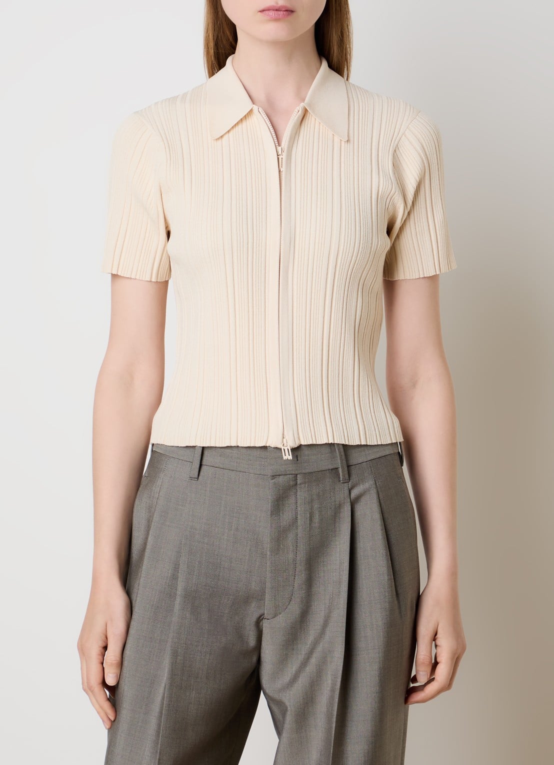 Victoria Beckham Vest met ribstructuur - detail creme