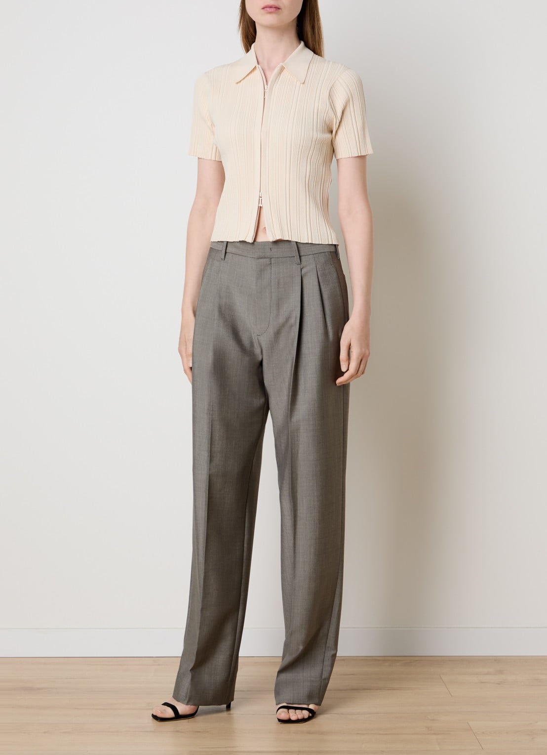 Victoria Beckham Vest met ribstructuur - voorkant 5 creme