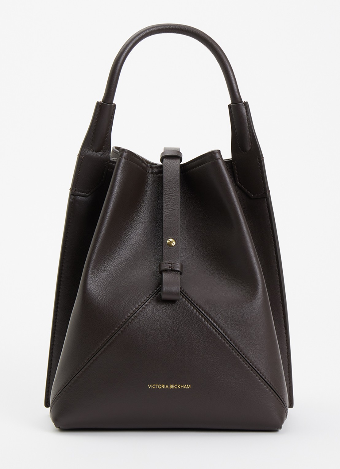 Victoria Beckham Victoria handtas van kalfsleer met afneembare schouderriem - voorkant 4 donkerbruin