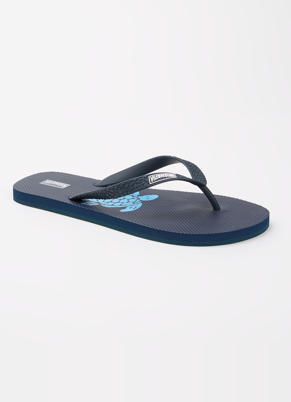 Vilebrequin Copp slipper met logo - voorkant 4 donkerblauw