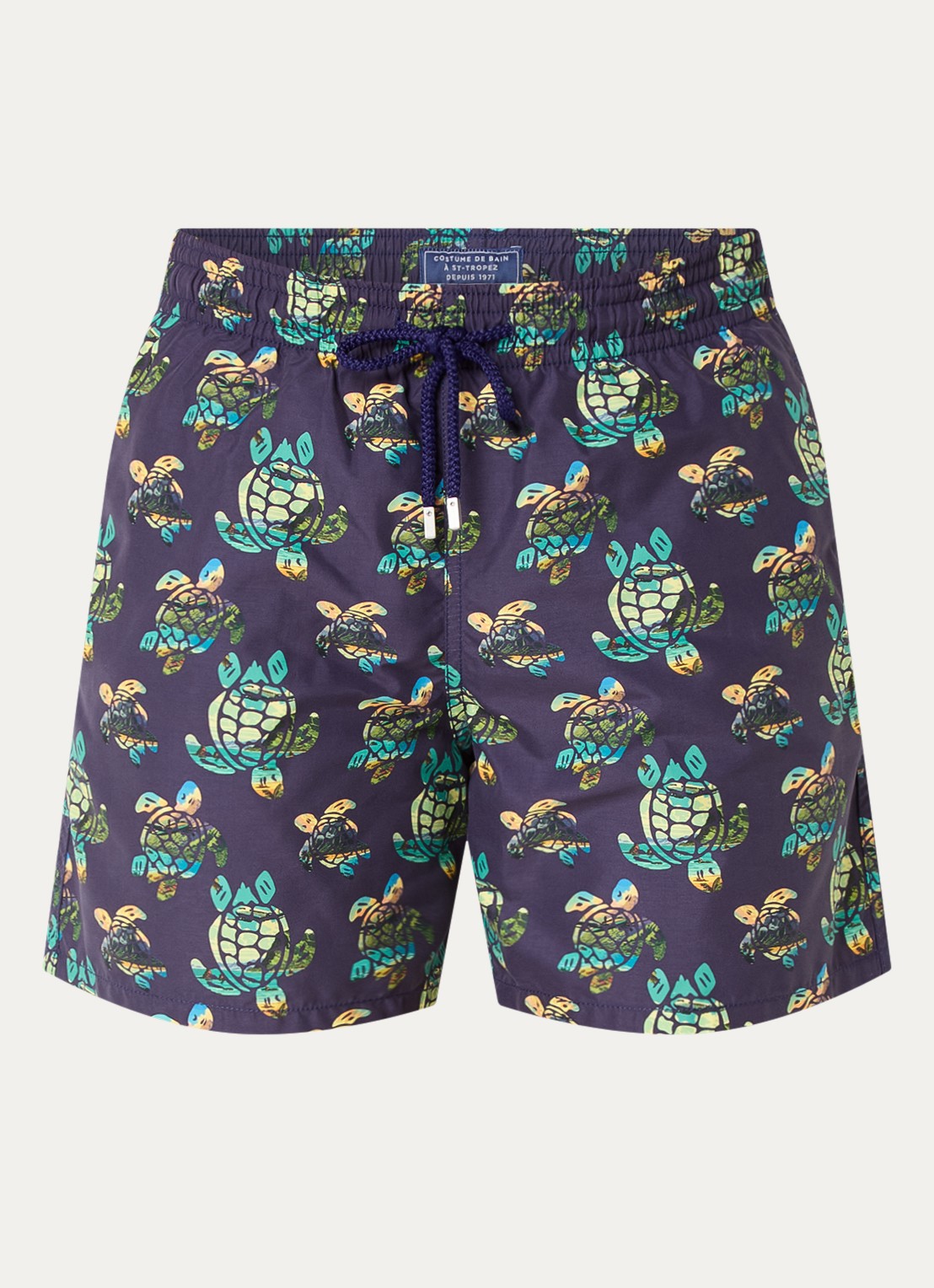 Vilebrequin Moorea zwemshorts met print en steekzakken - voorkant 3 donkerblauw