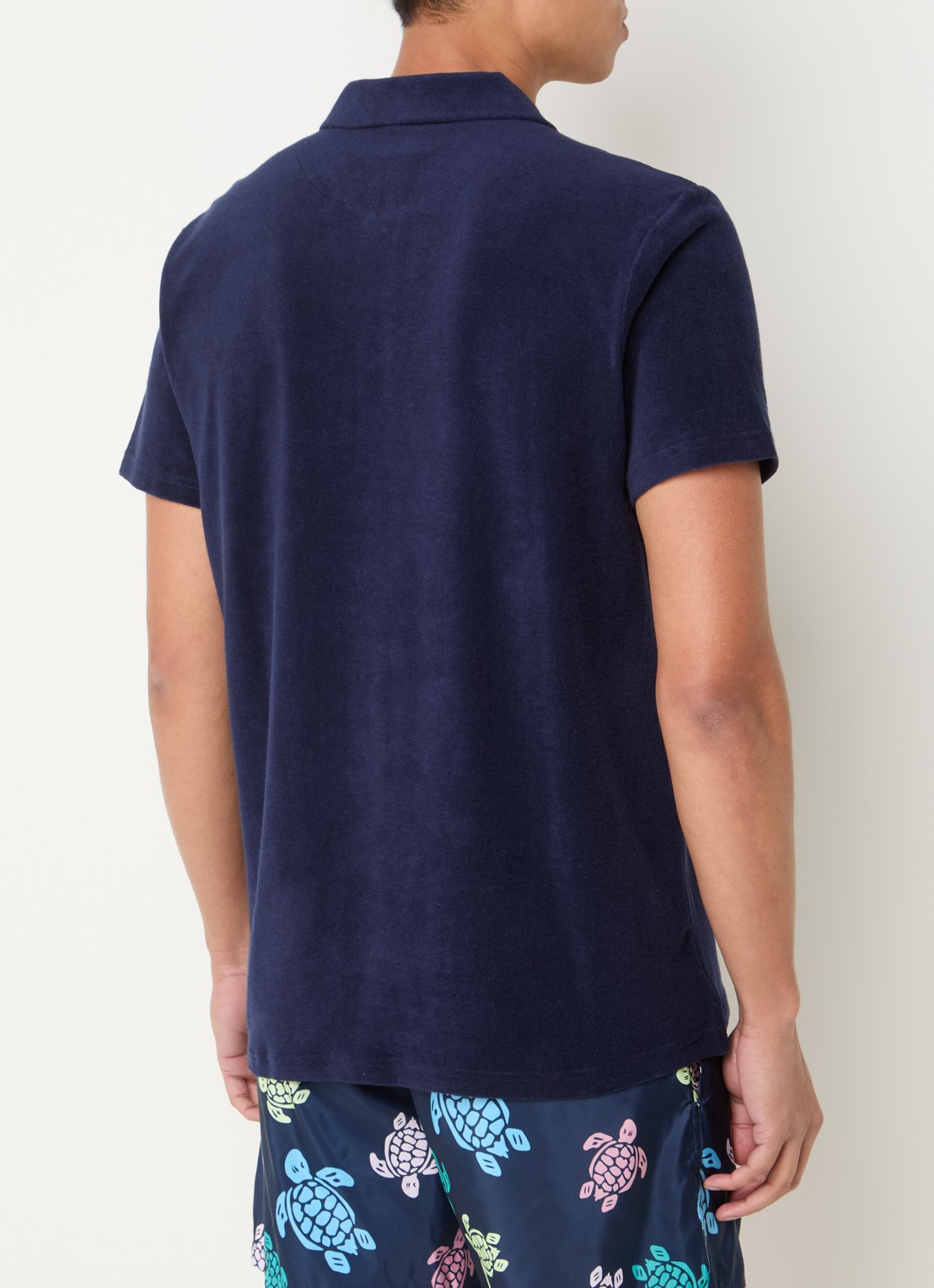 Vilebrequin Regular fit polo van badstof met logo - achterkant donkerblauw