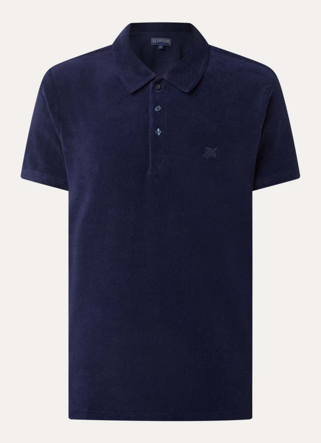 Vilebrequin Regular fit polo van badstof met logo - voorkant 2 donkerblauw