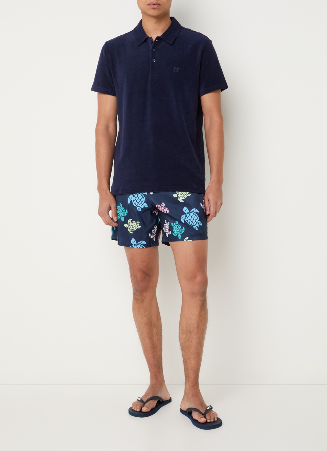 Vilebrequin Regular fit polo van badstof met logo - voorkant 3 donkerblauw