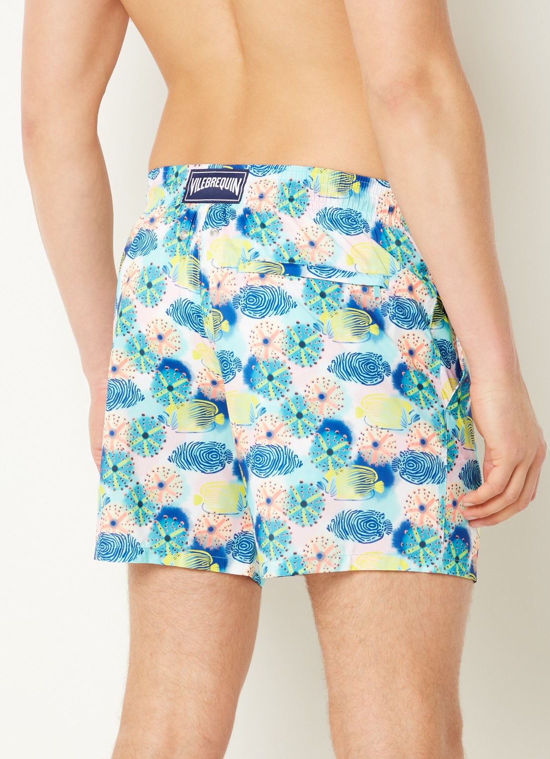 Vilebrequin Zwemshorts met steekzakken en print  - achterkant blauw