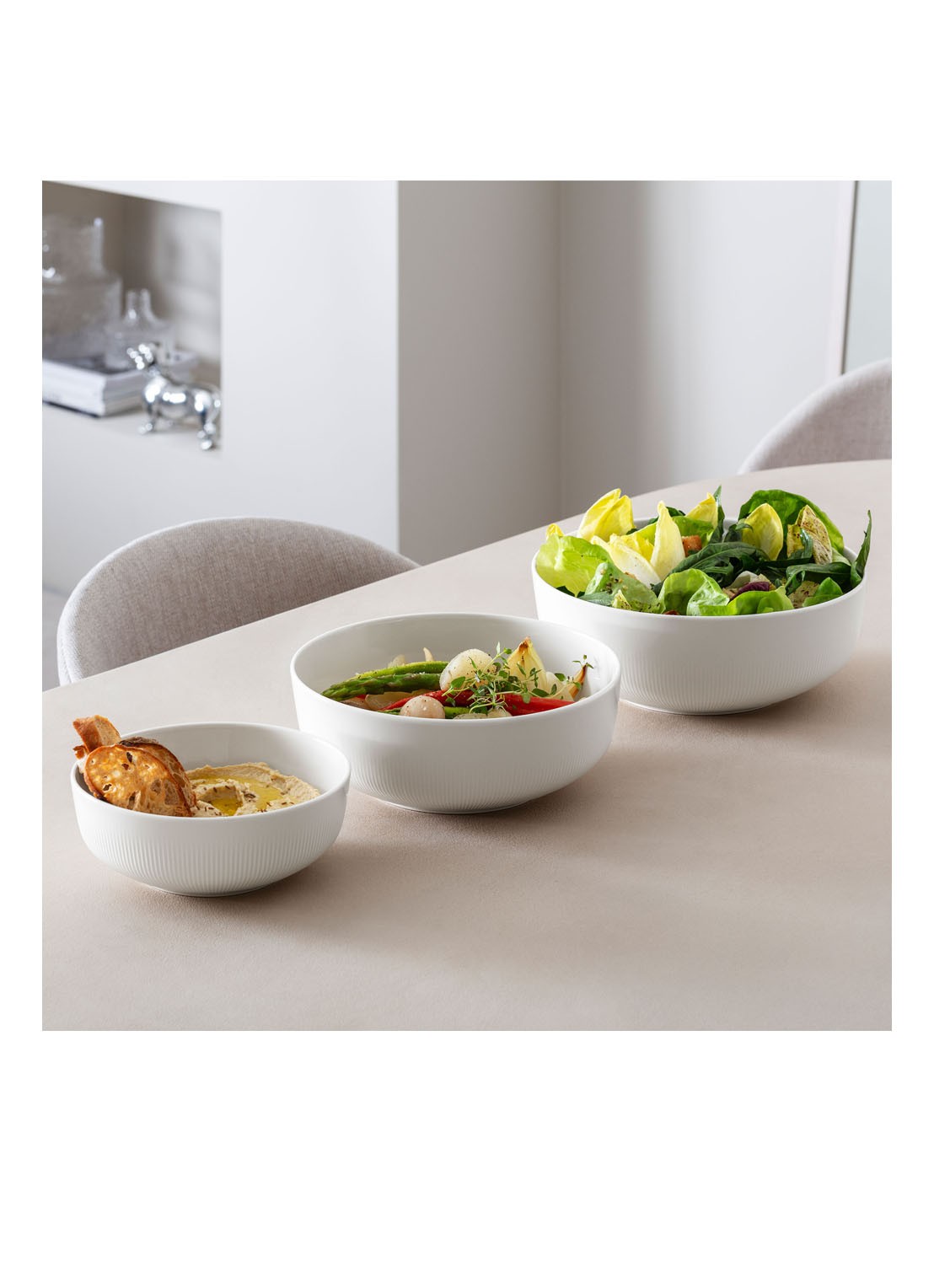 Villeroy & Boch Afina saladeschaal 24 cm - detail gebroken wit