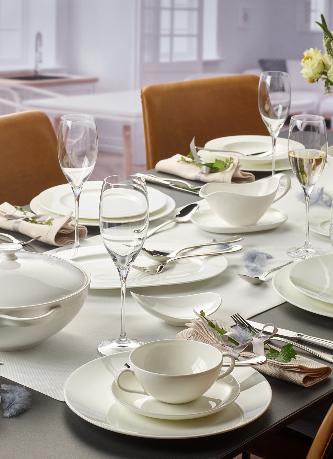 Villeroy & Boch Anmut dinerbord 27 cm - detail 2 gebroken wit