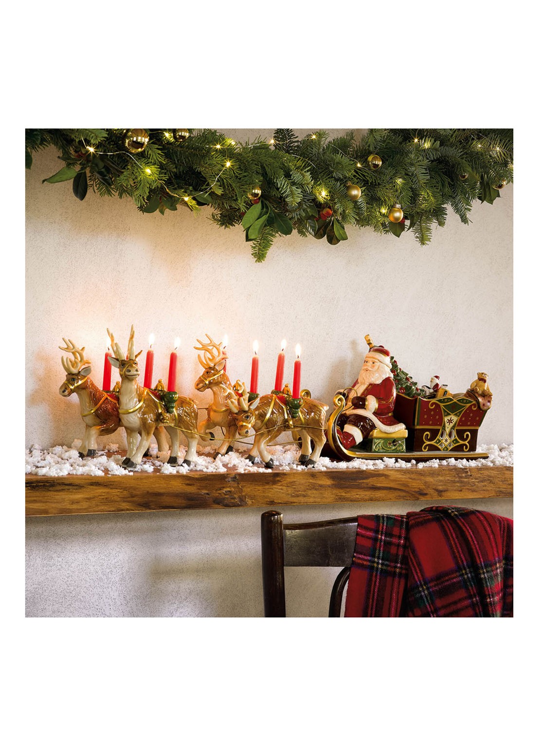 Villeroy & Boch Christmas Toy's Memory Kerst arreslee met speeldoos - detail steenrood