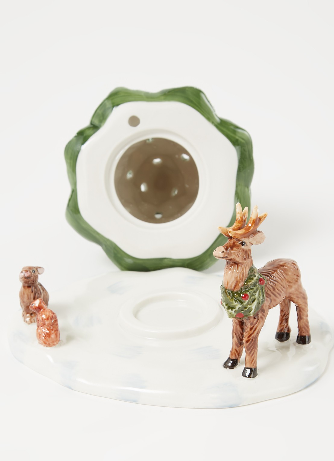 Villeroy & Boch Christmas Toys kerstboom met bosdieren waxinelichthouder 23 cm - detail groen