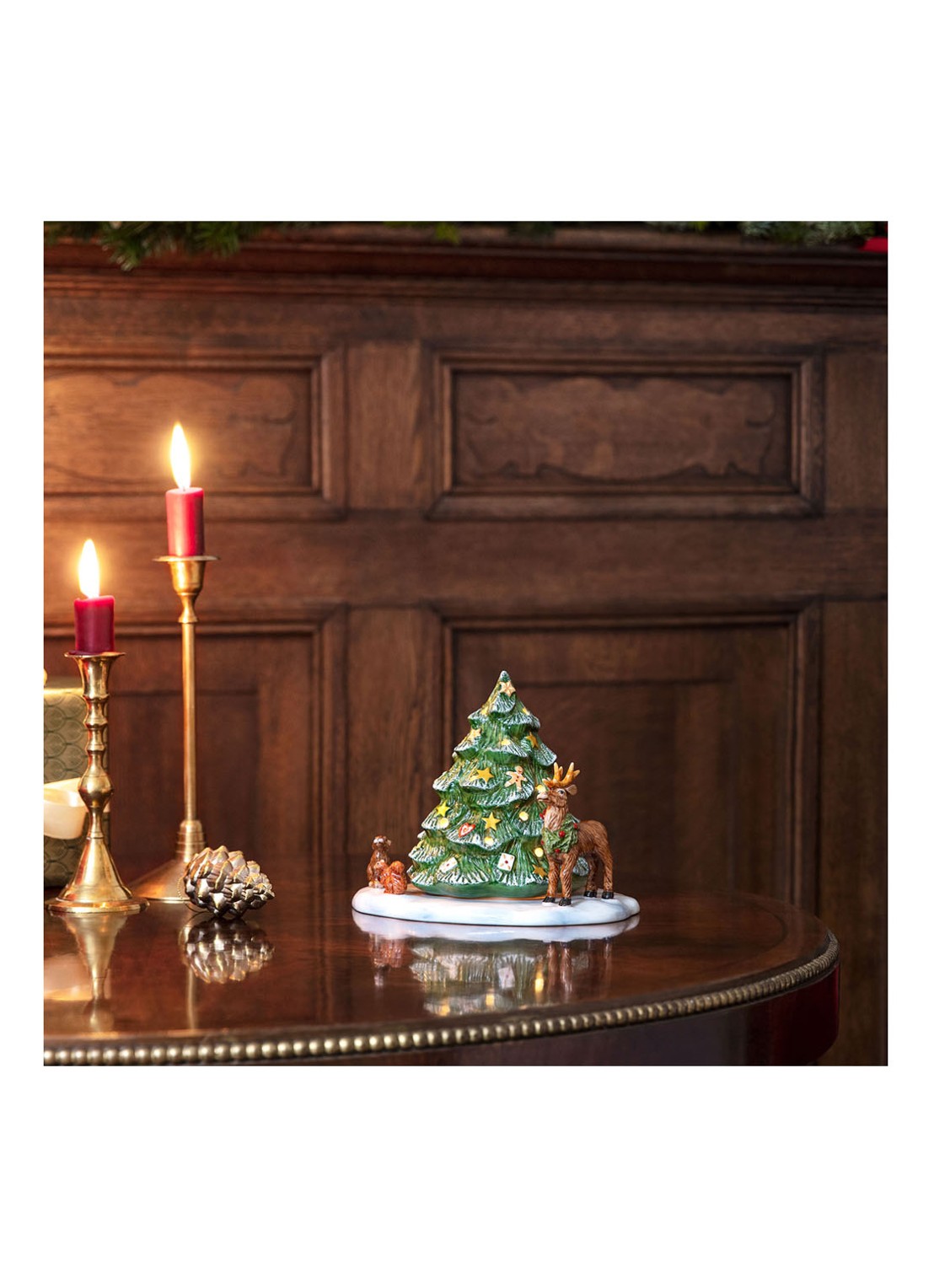 Villeroy & Boch Christmas Toys kerstboom met bosdieren waxinelichthouder 23 cm - detail 2 groen