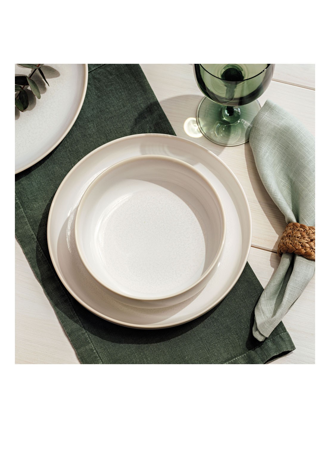 Villeroy & Boch Crafted Cotton diep bord 21,5 cm  - voorkant 4 gebroken wit