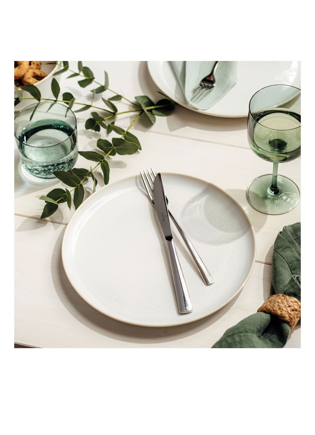 Villeroy & Boch Crafted Cotton dinerbord 26 cm - voorkant 4 gebroken wit