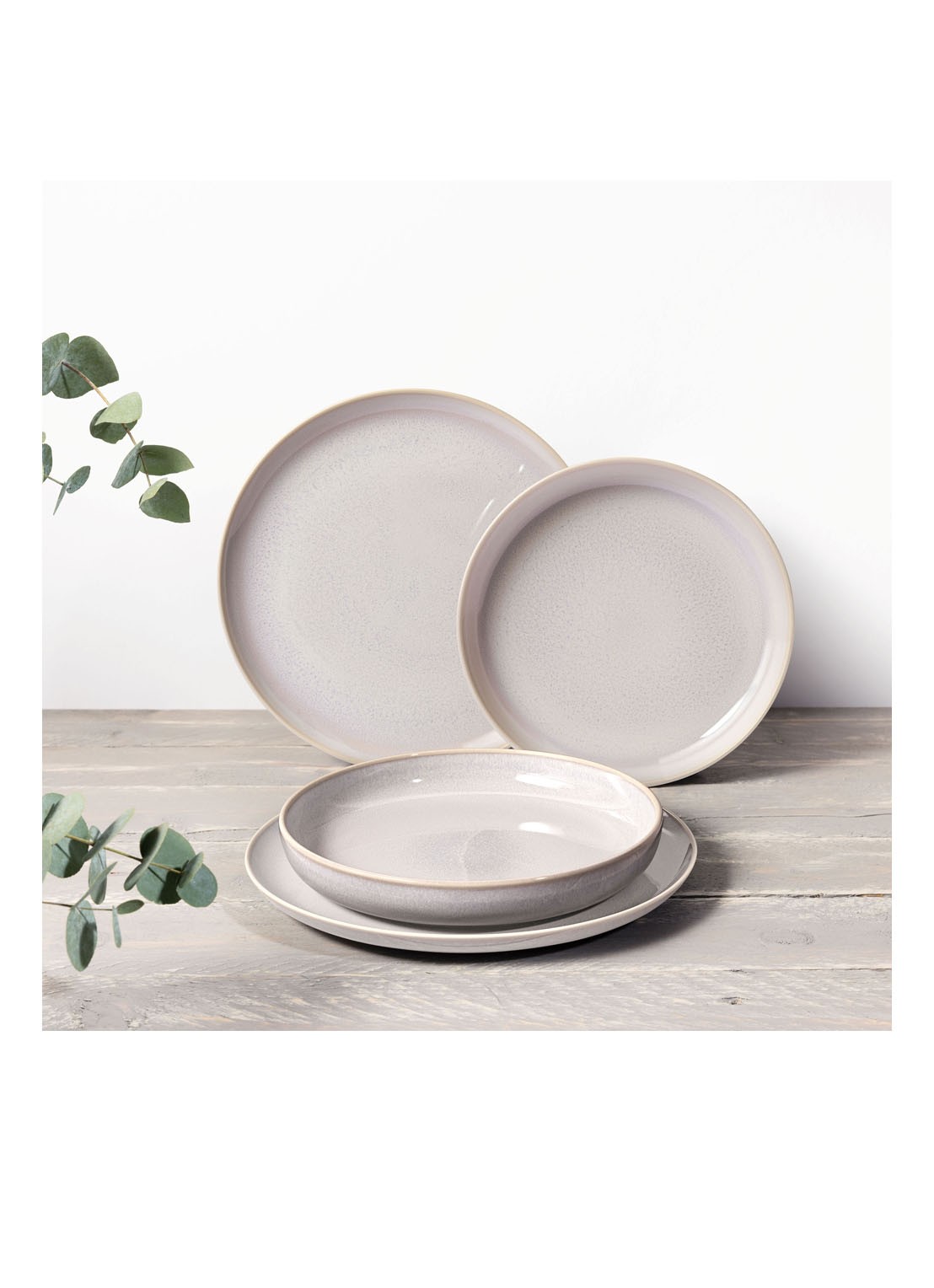 Villeroy & Boch Crafted Cotton seviesset 4-delig - voorkant 4 gebroken wit