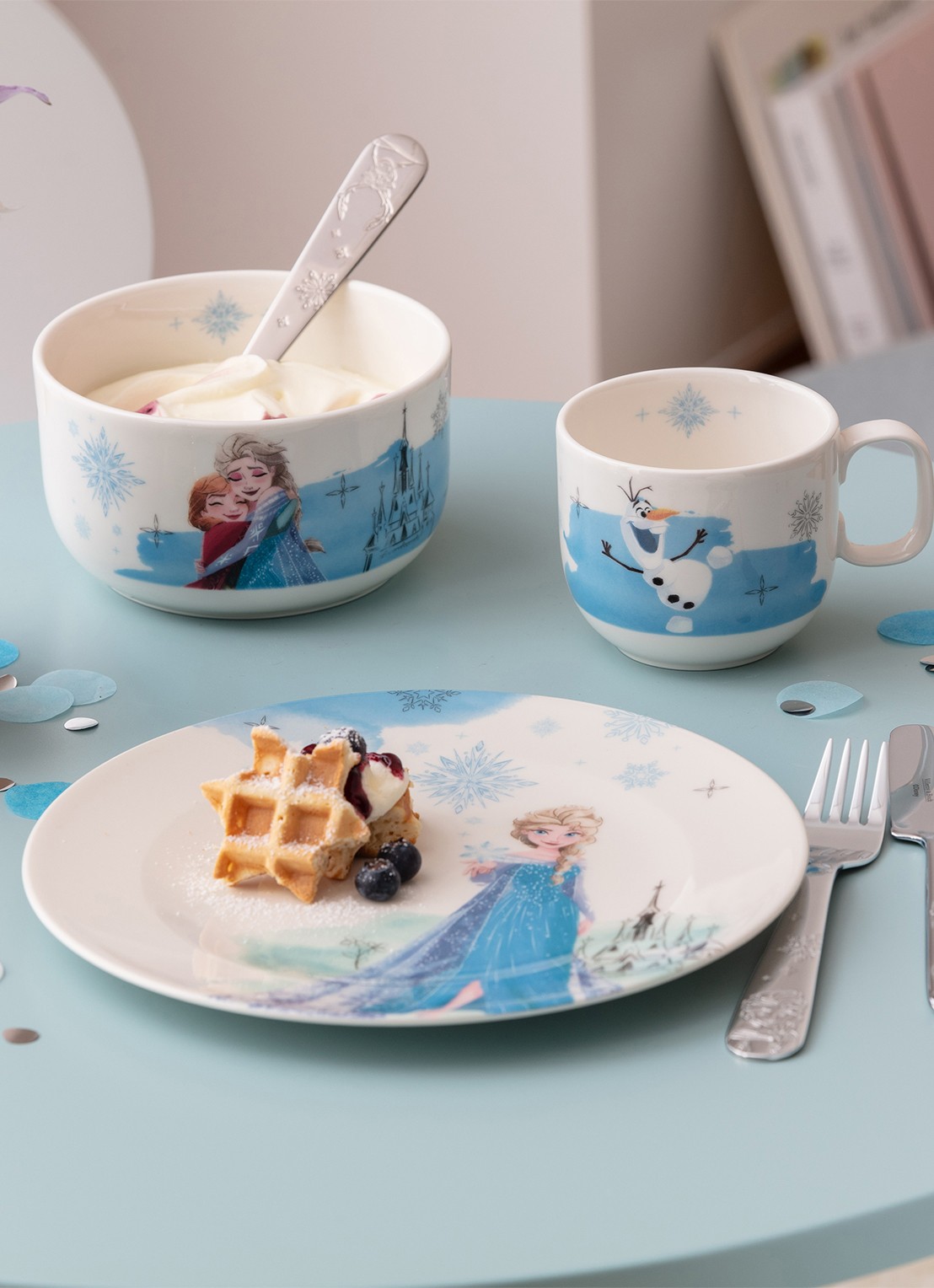 Villeroy & Boch Disney Frozen kinderserviesset 3-delig - voorkant 2 blauw