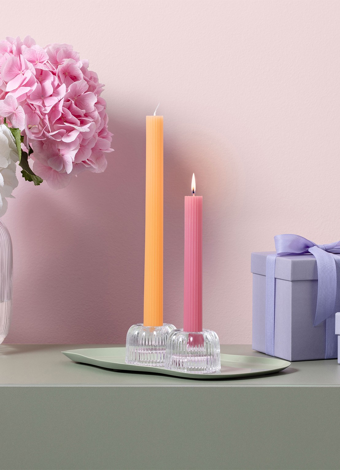 Villeroy & Boch Fleur dinerkaars set van 2 - voorkant 2 donkerroze