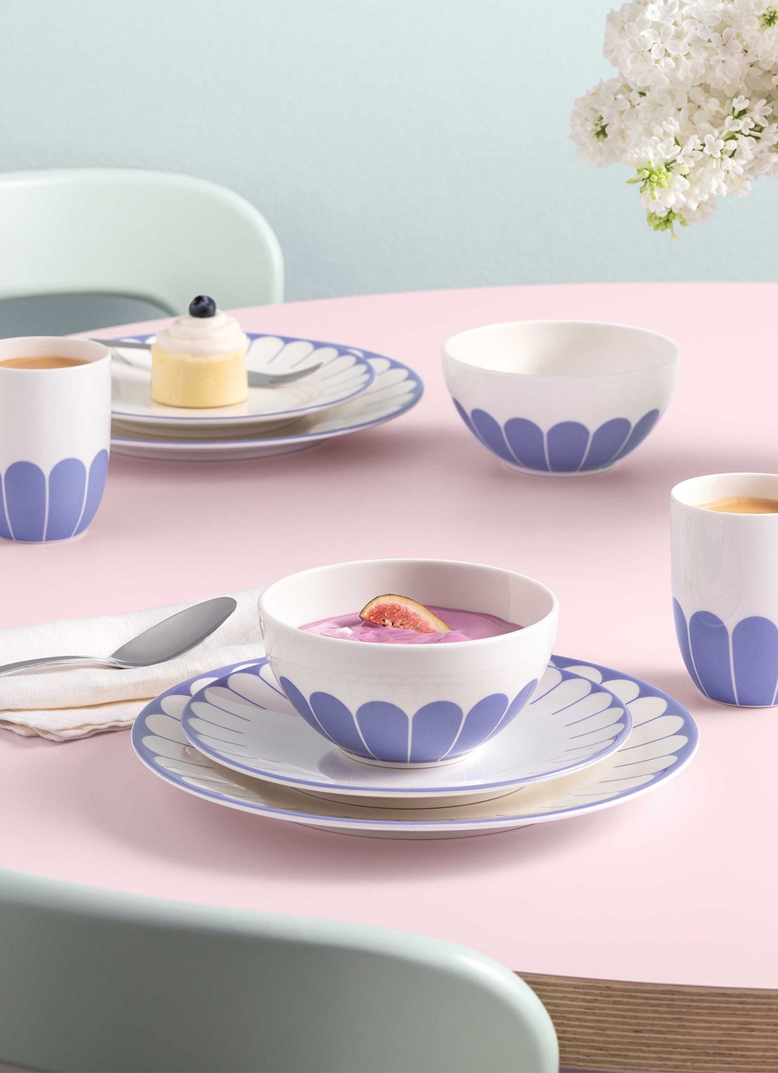 Villeroy & Boch Fleur kom 14 cm - voorkant 3 lichtblauw