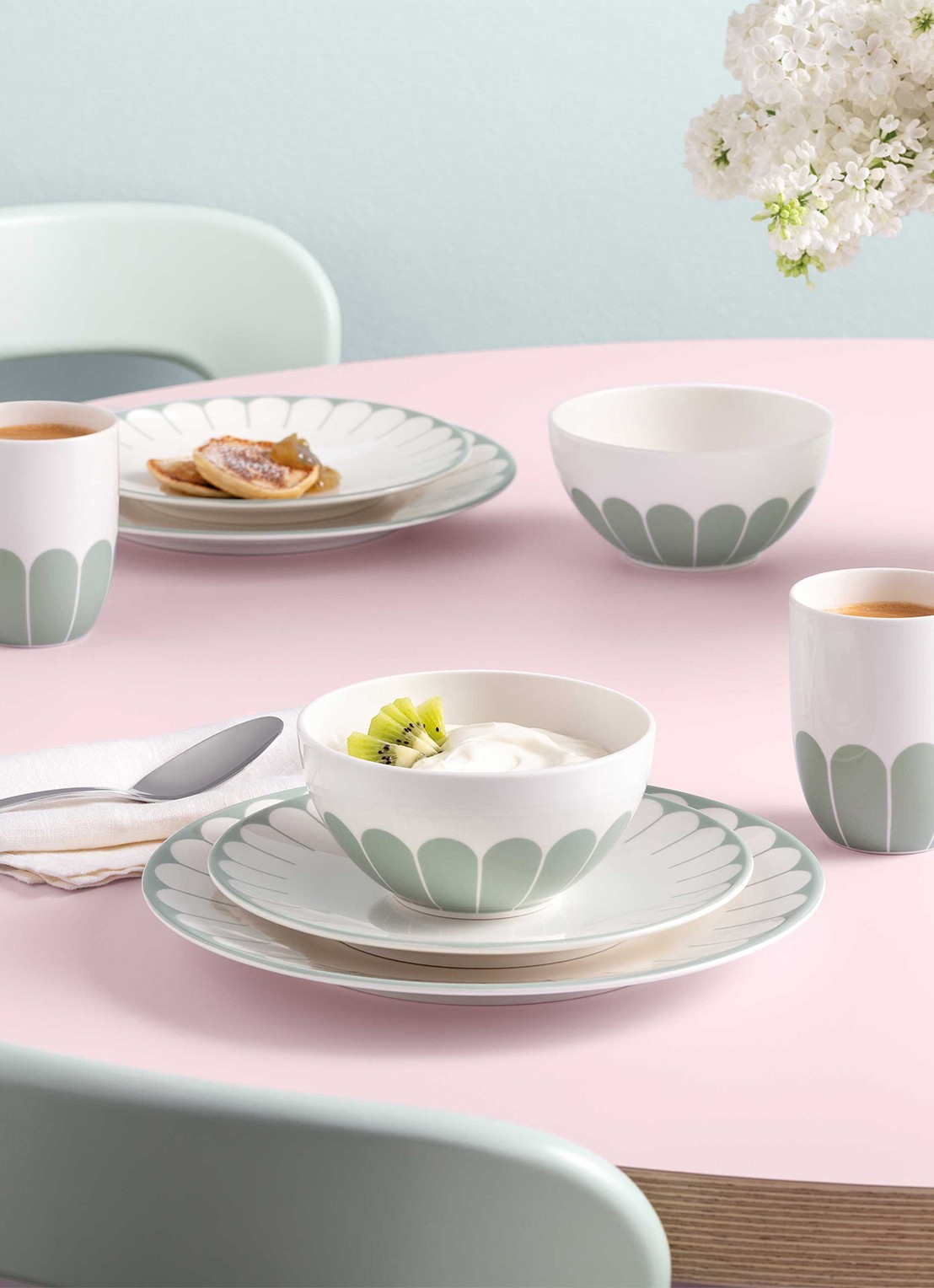 Villeroy & Boch Fleur kopje 29 cl - detail lindegroen