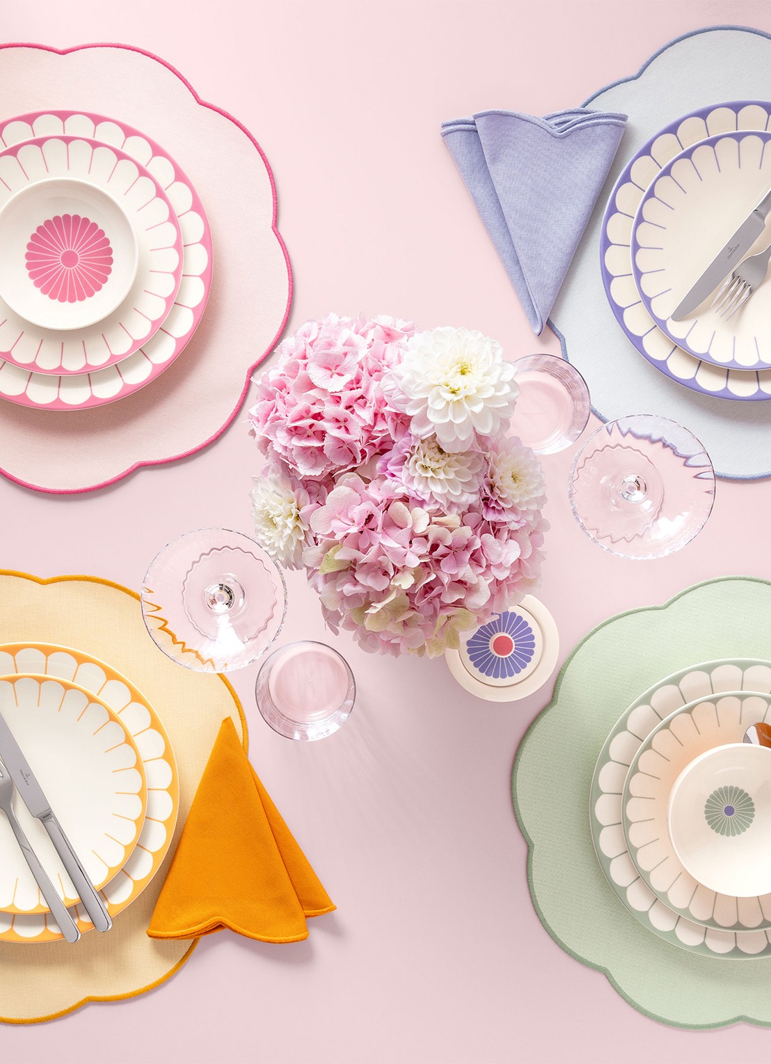 Villeroy & Boch Fleur servetten 40 x 40 cm set van 2 - achterkant roze