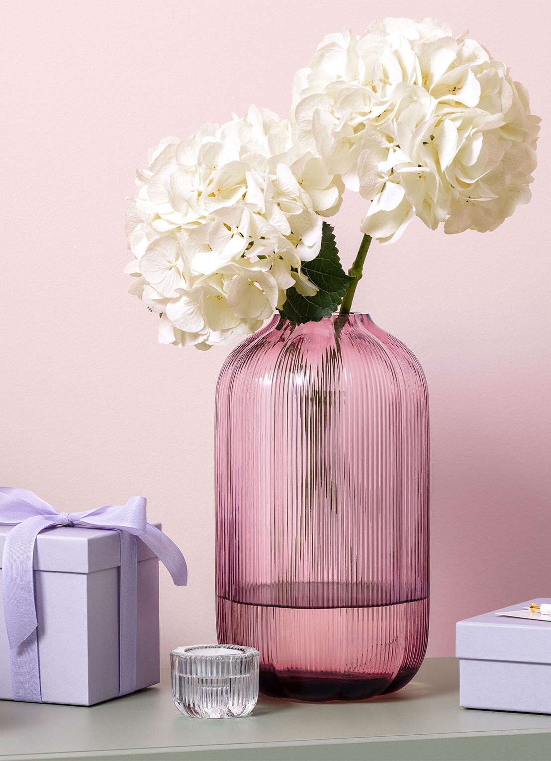 Villeroy & Boch Fleur vaas 28 cm - voorkant 3 roze