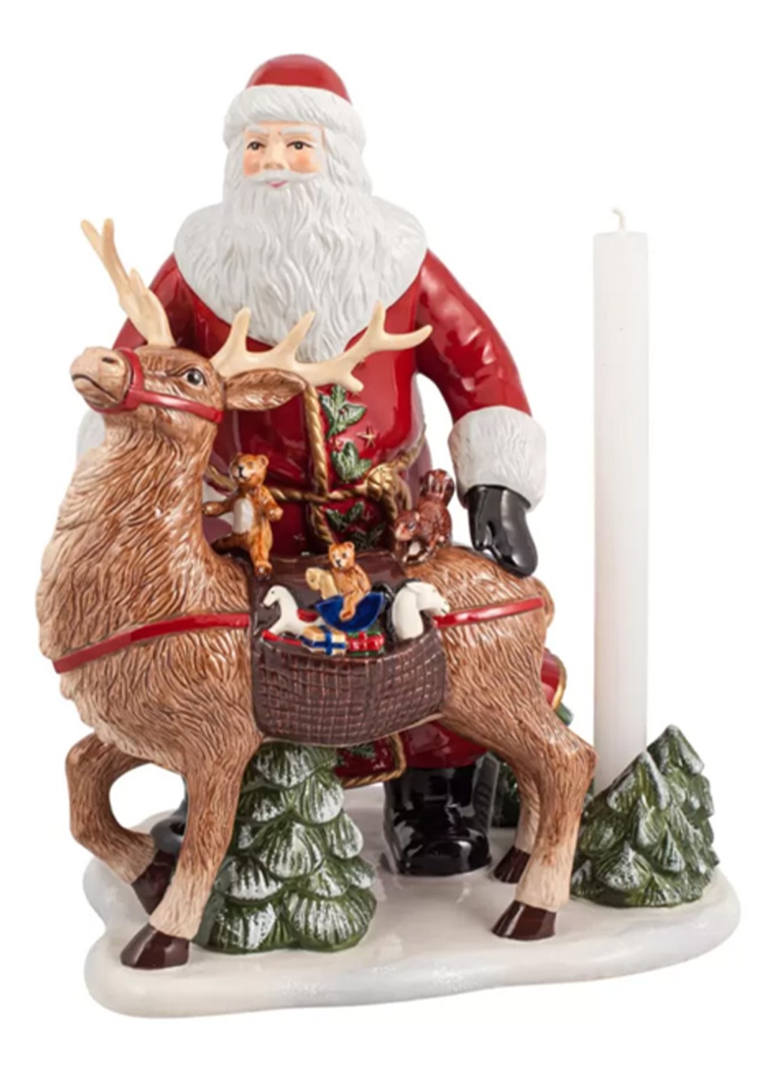 Villeroy & Boch Kerstman met rendier ornament 35 cm - voorkant rood